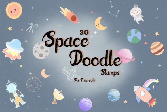 Download Procreate 30 Space Doodle Stamp Brushes - Doodle Collection