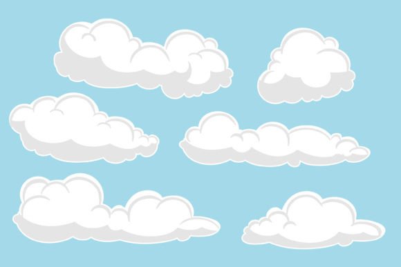 Download Cartoon Clouds on a Blue Background - Cartoon clouds Collection