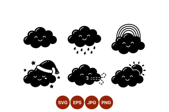 Download Cute Cartoon Clouds Weather Vector - Cartoon clouds Collection