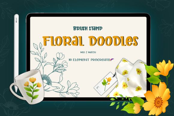 Download Doodle Floral Brushes Stamp Procreate - Doodle Collection