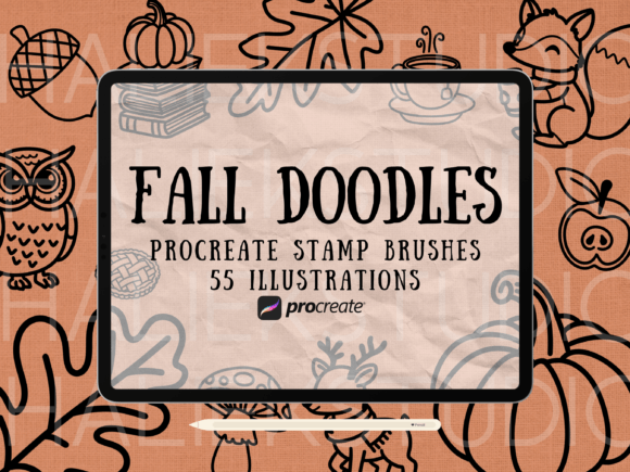 Download Fall Doodle Procreate Stamps Brush Set - Doodle Collection