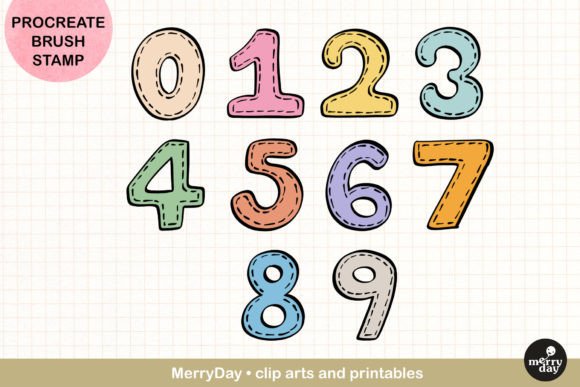 Download Procreate Brush Stamp of 0-9 Numbers - Number Collection