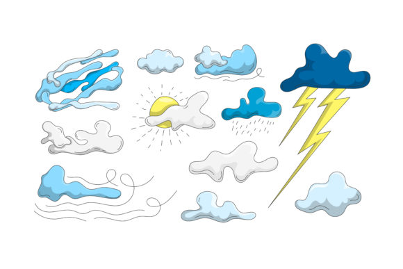 Download Set of Cartoon Clouds of Different Shape - Cartoon clouds Collection
